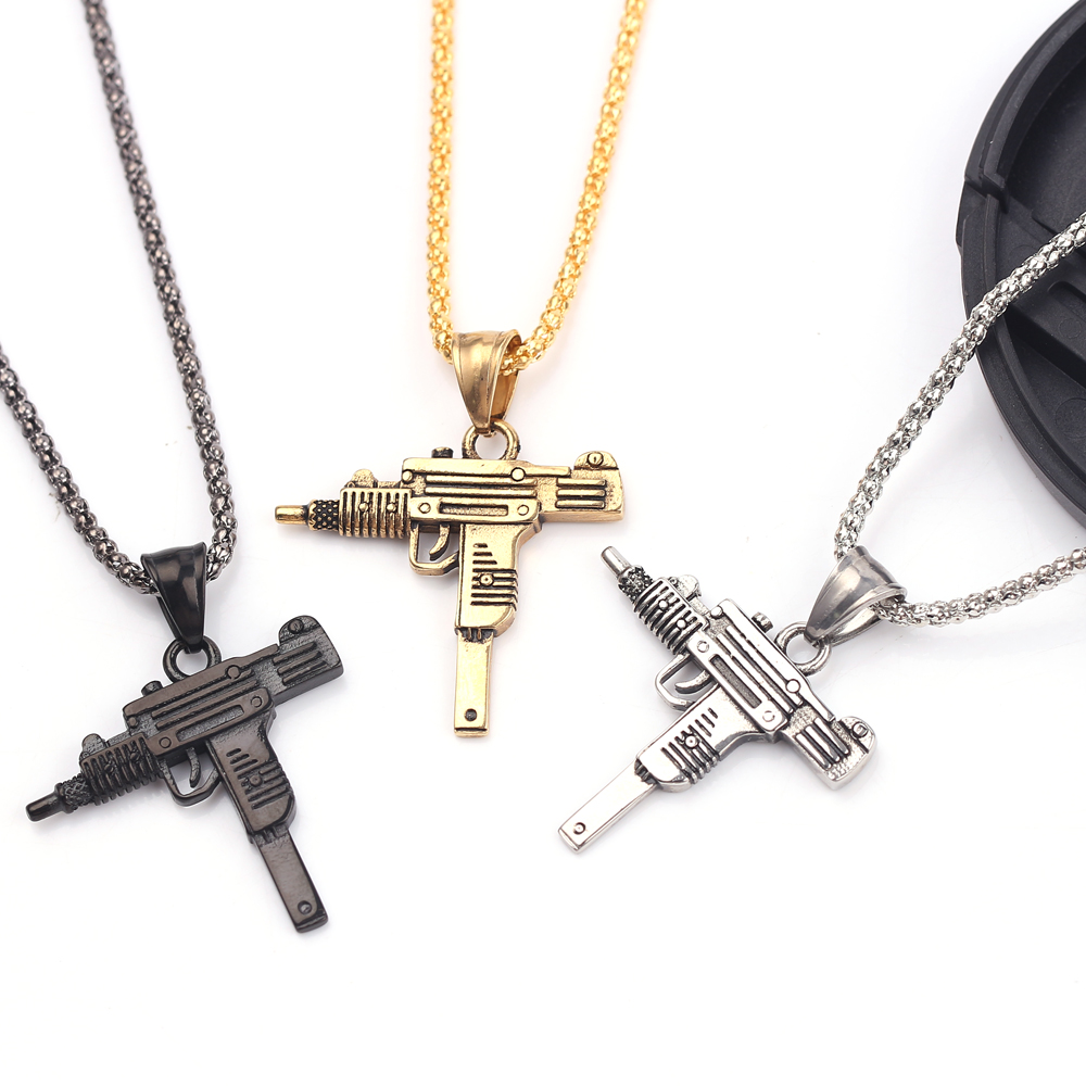 Men'S Fashion Model - Punk Uzi Pistol Machine Gun Necklace