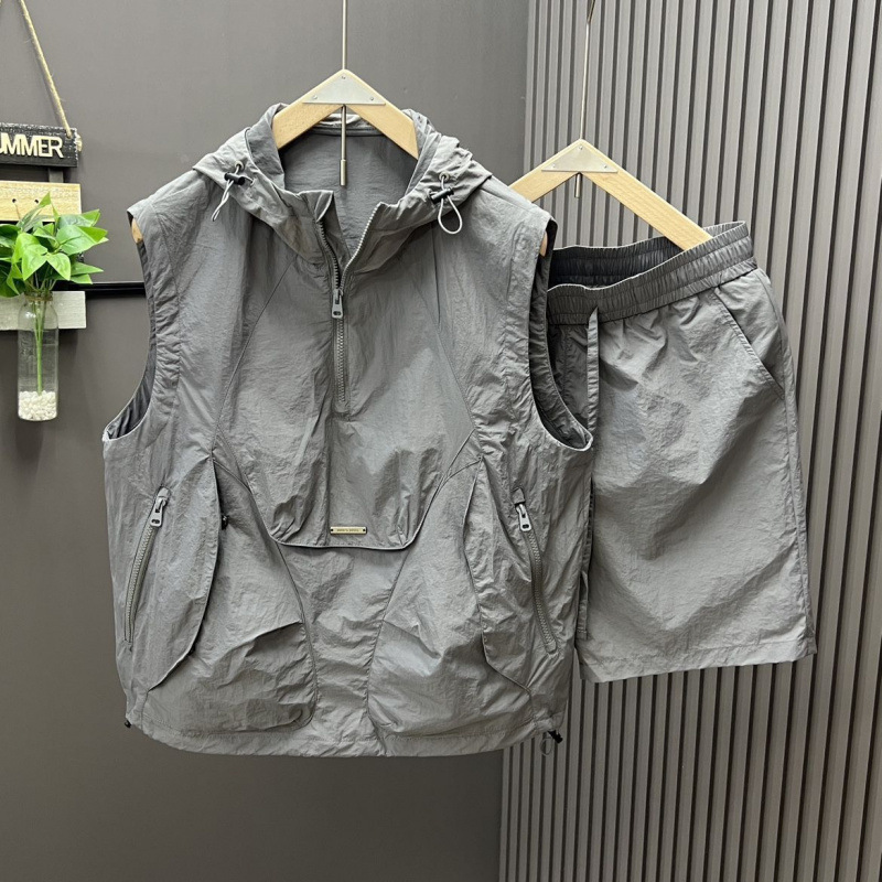 Mens Fashion Workwear - 2pcs casual and fashionable hooded vest