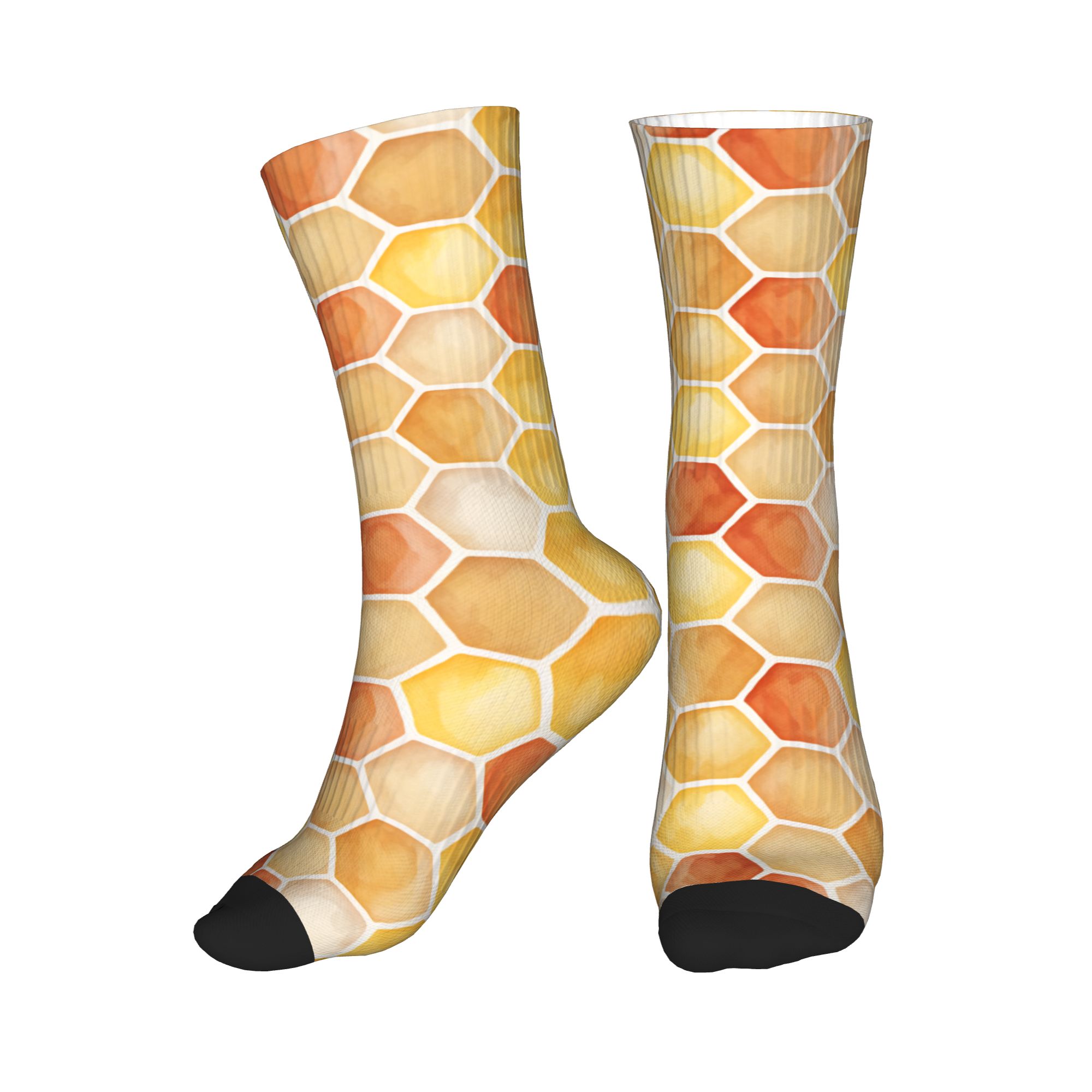 Mens Fashion Dress - Warm Sunset Watercolor Honeycomb Dress Socks