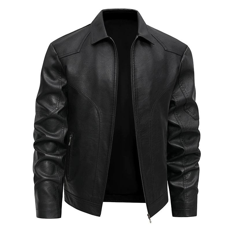 Mens Fashion Bomber Jacket - Men's Autumn Winter Coats Pu Leather