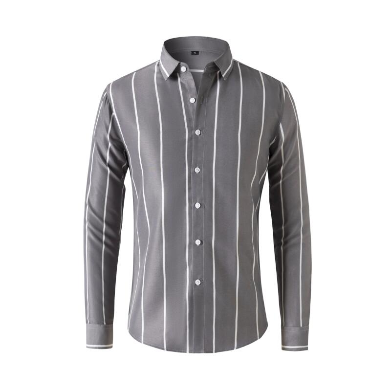 Mens Fashion Dress - Men's Striped Dress Shirt Long Sleeve