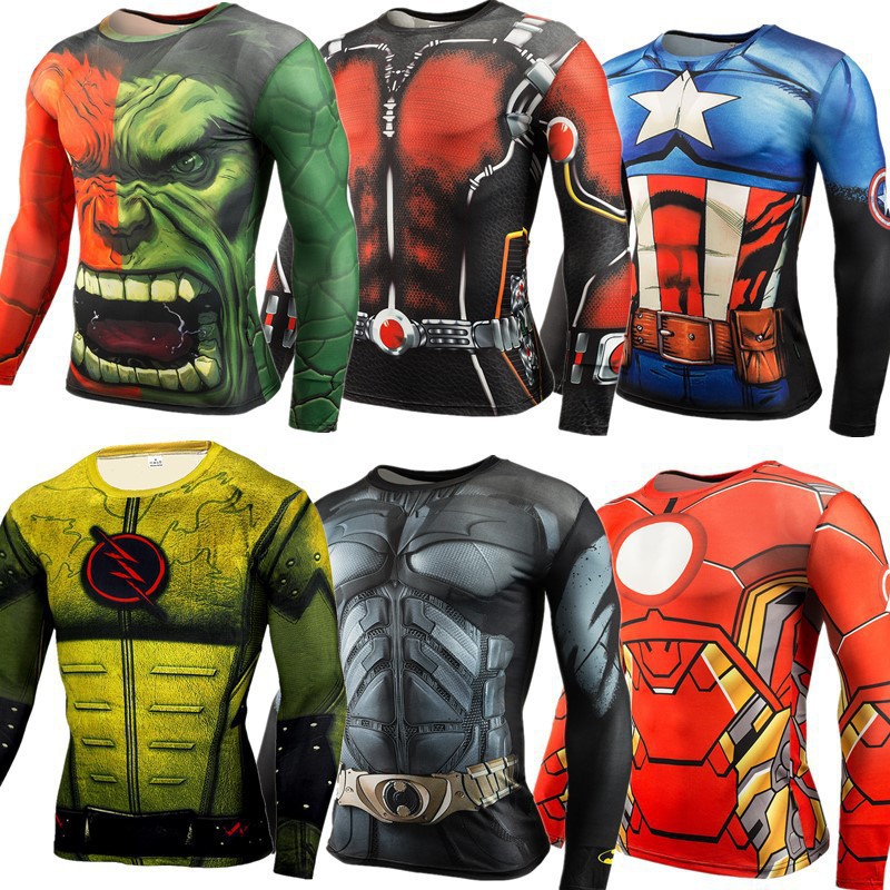 Compression Shirt Workout - Anime Superhero Cosplay Costume Long Sleeves
