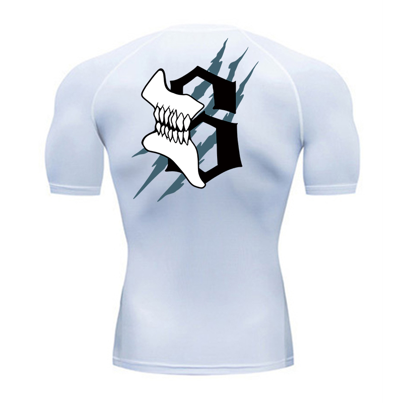 Compression Shirt Workout - Skull Number Print Short Sleeve Compression