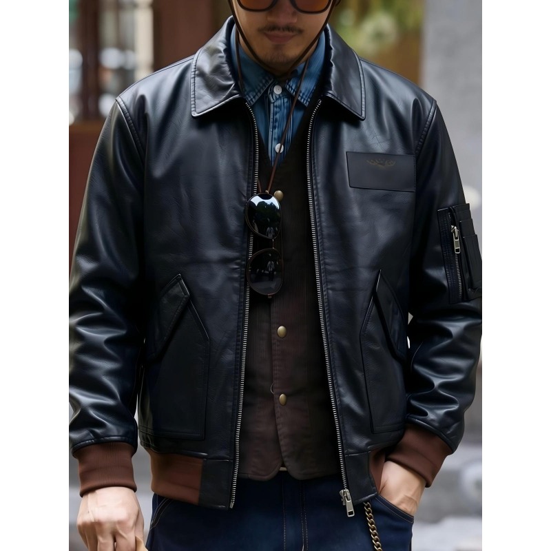 Bomber Jacket Men - 45P Vintage Aviator Flight Jacket Men