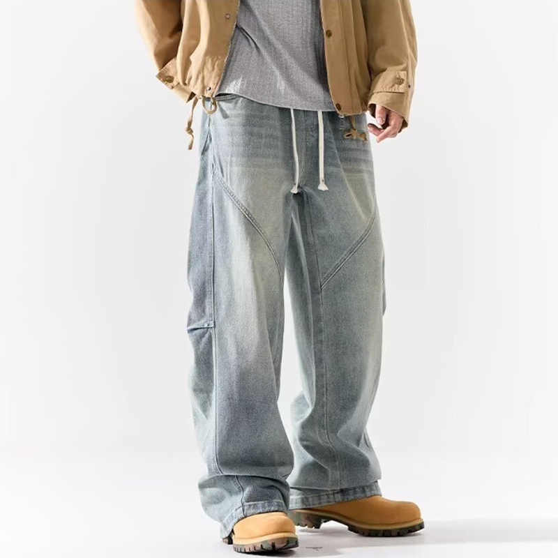 Men'S Fashion Jeans And Boots - Vintage Men Straight Leg American Style