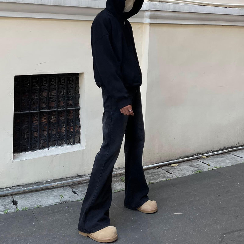Men Black Solid Color Straight - Men'S Fashion Jeans And Boots ulasan dan harga