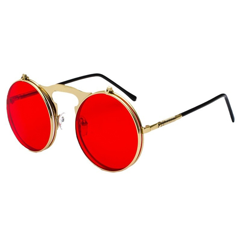 Retro Steampunk Red Round Sung - Men'S Fashion Round Glasses ulasan dan harga