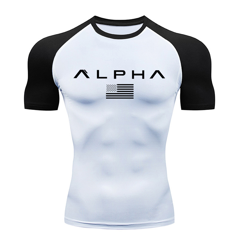 American Flag Print Short Slee - Compression Shirt Workout ulasan dan harga
