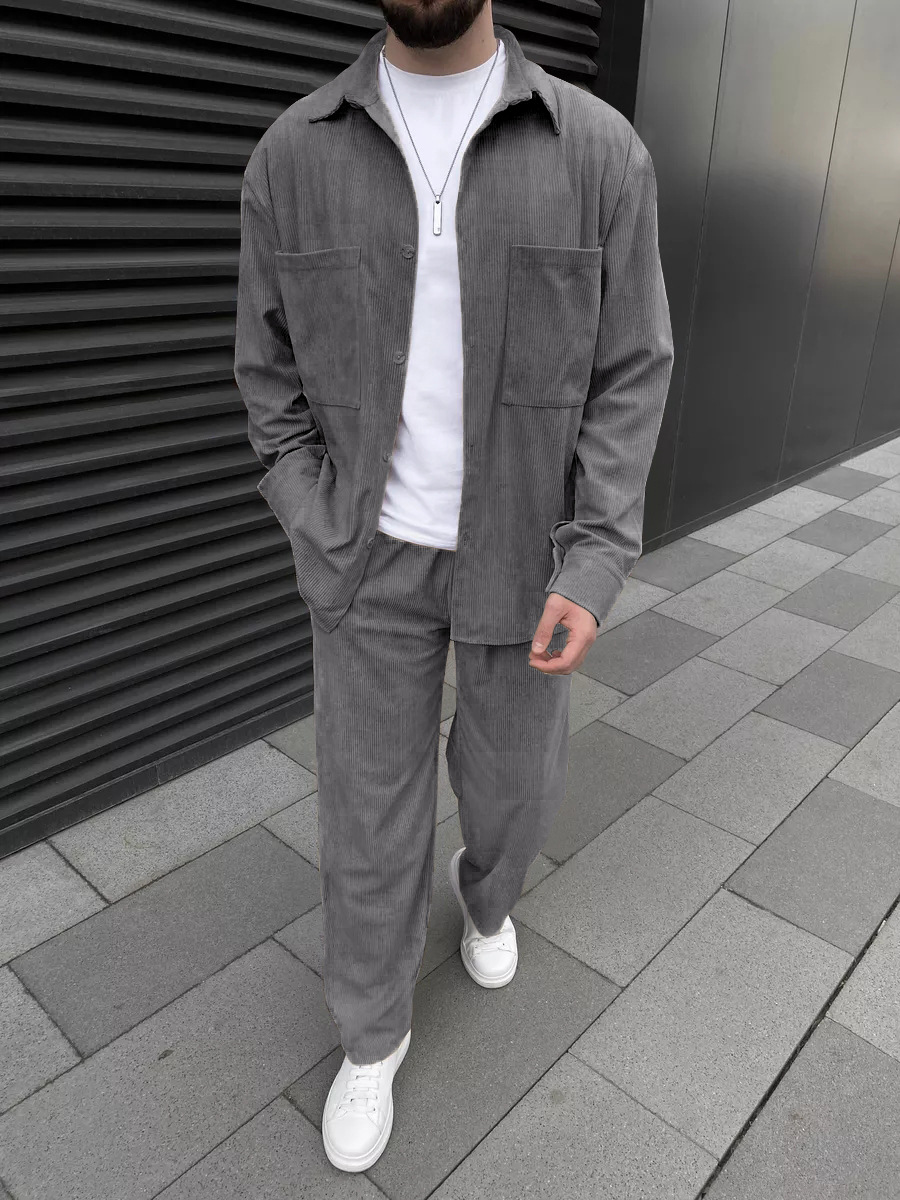 Men's corduroy two-piece outfi - Men'S Fashion Trousers ulasan dan harga