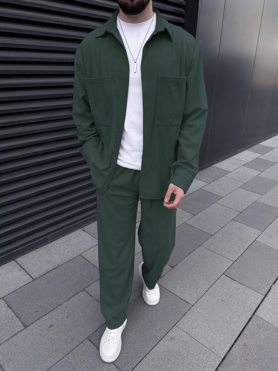 Men's corduroy two-piece outfi - Men'S Fashion Trousers ulasan dan harga