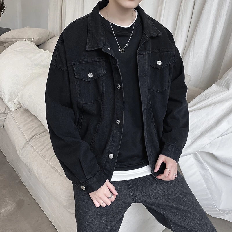 Black Denim Short Jacket Men J - Bomber Jacket Men ulasan dan harga