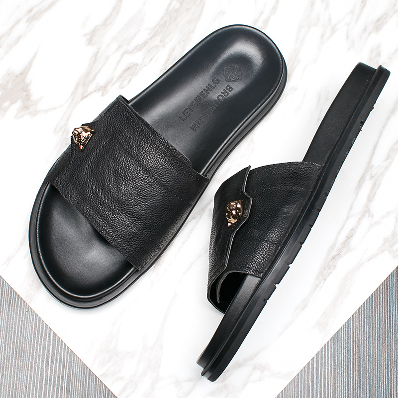 2025 New Genuine Leather Slipp - Mens Fashion Summer 2025 ulasan dan harga