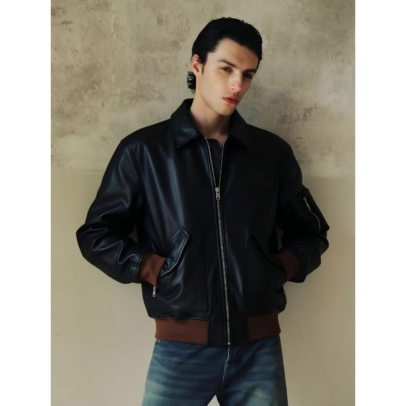 45P Vintage Aviator Flight Jac - Bomber Jacket Men ulasan dan harga