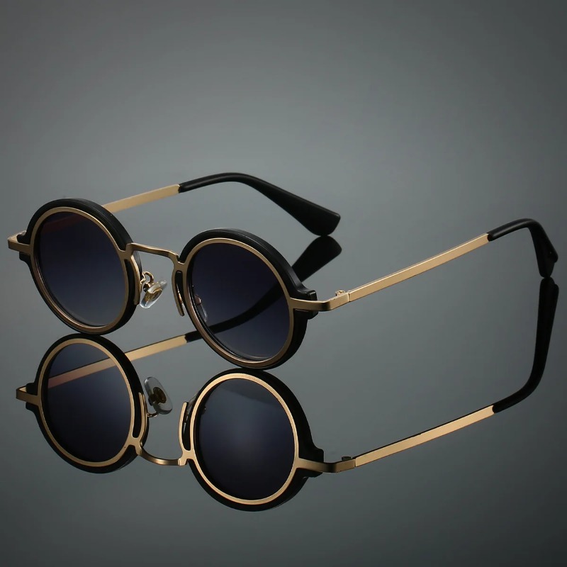 New Retro Metal Round Frame Su - Men'S Fashion Round Glasses ulasan dan harga