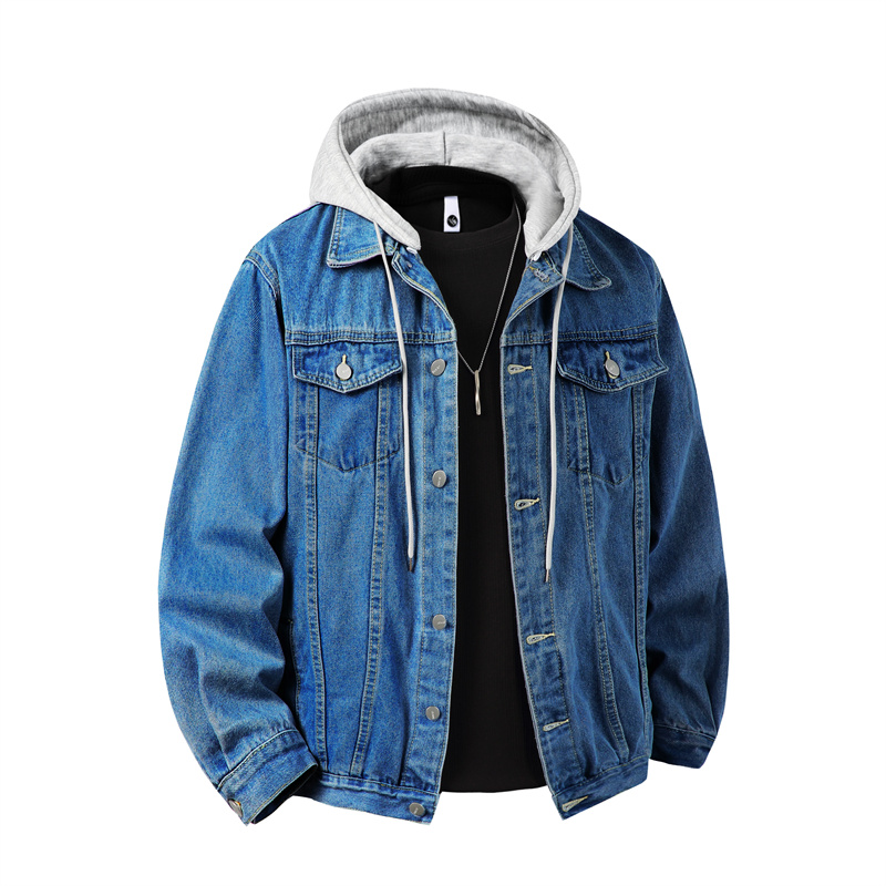 Men Hooded Denim Jacket Men St - Bomber Jacket Men ulasan dan harga