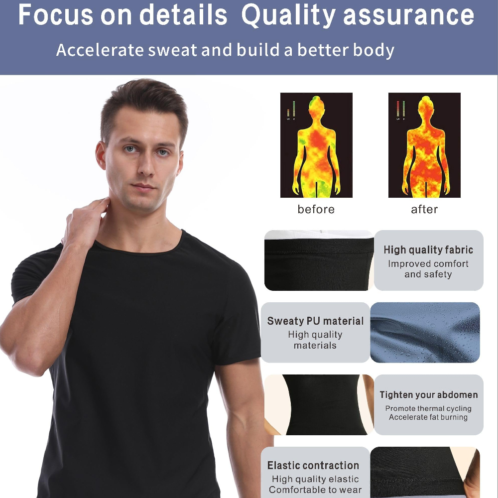 1PCS Men's Sauna Shirt Short S - Compression Shirt Workout ulasan dan harga